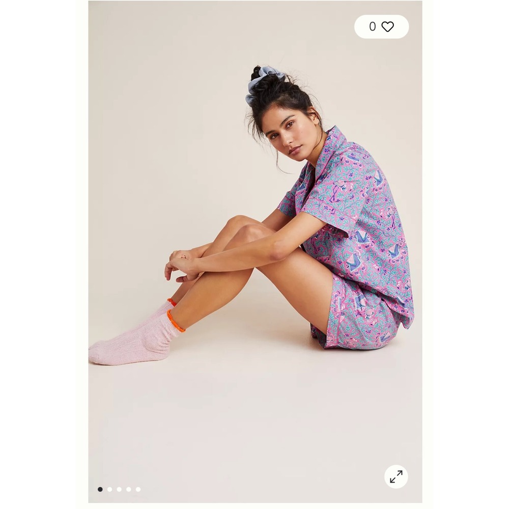 Printfresh Womens Cotton Pajama Set XXS/XS Elephant Flamingo Short PJ Anthro